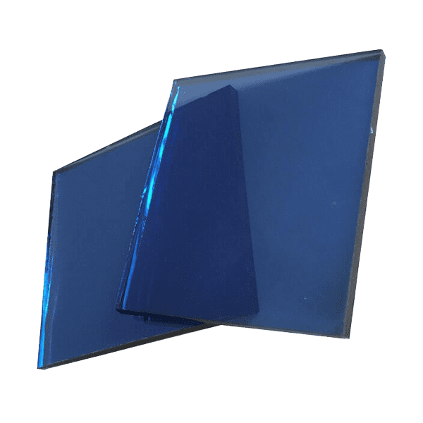 vidrio reflectivo azul en presentacion de planchas con 5mm de grosor