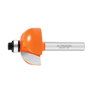 broca truper router corte curvo color naranja y plateado