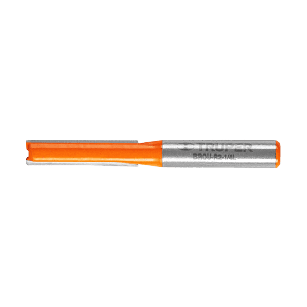 broca router recta 2 filos color naranja y plateada