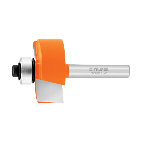 broca router tipo rebajador con baler color naranja y plateada