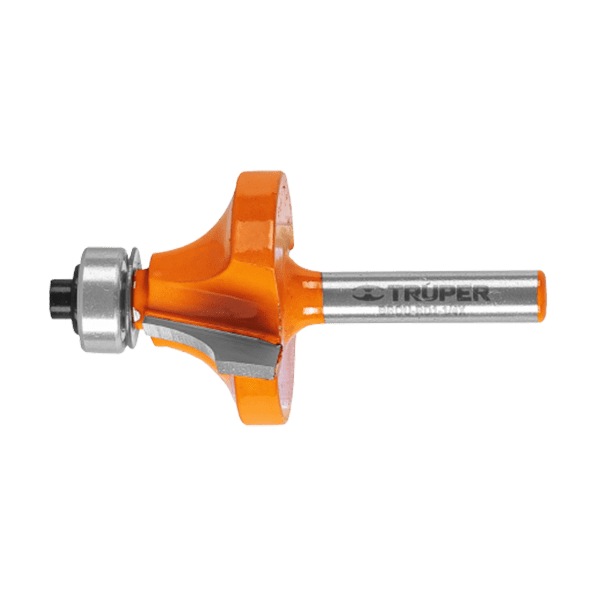 broca router perfiladora color naranja y plateada