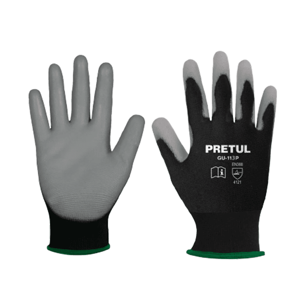 par de guantes negros de poliuretano