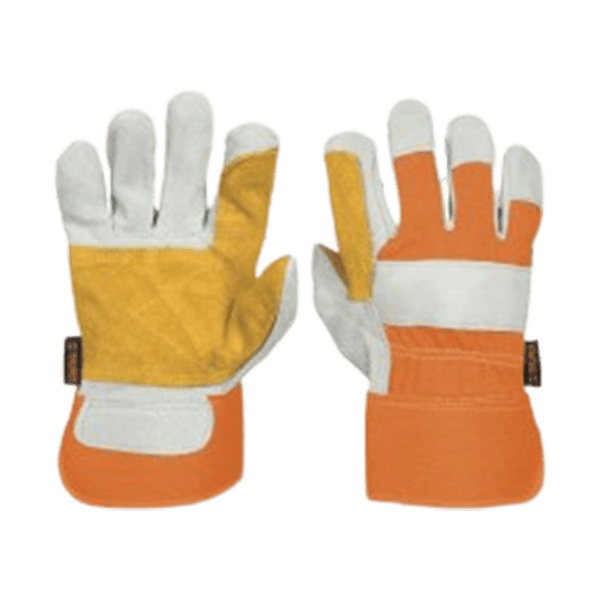 par de guantes color blanco con naranja