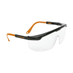 lentes transparentes marco negro con naranja