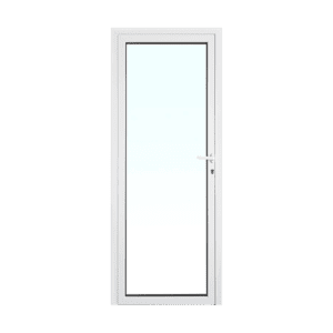 puerta de pvc abatible con vidrio color blanco